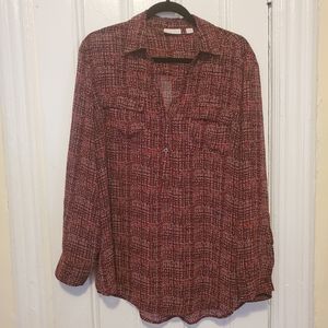 New York & Co Patterned Long Sleeve Blouse